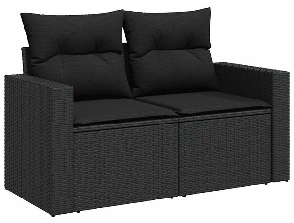VidaXL 6 részes fekete polyrattan kerti ülőgarnitúra párnákkal