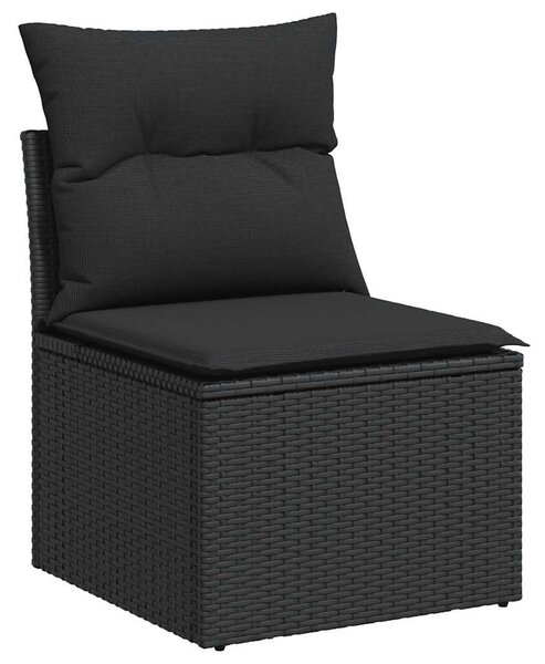 VidaXL 11 részes fekete polyrattan kerti ülőgarnitúra párnákkal