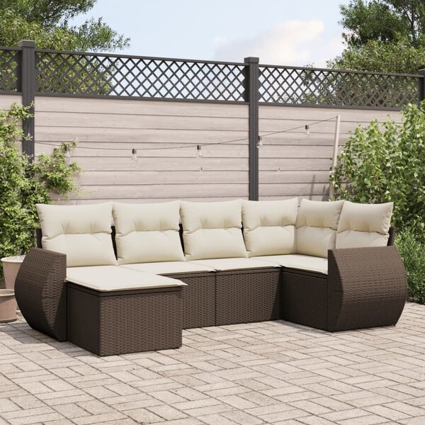 VidaXL 6 részes barna polyrattan kerti ülőgarnitúra párnával