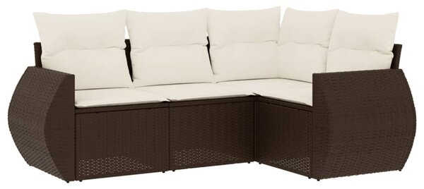 VidaXL 4 részes barna polyrattan kerti ülőgarnitúra párnákkal