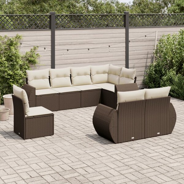 VidaXL 8 részes barna polyrattan kerti ülőgarnitúra párnákkal
