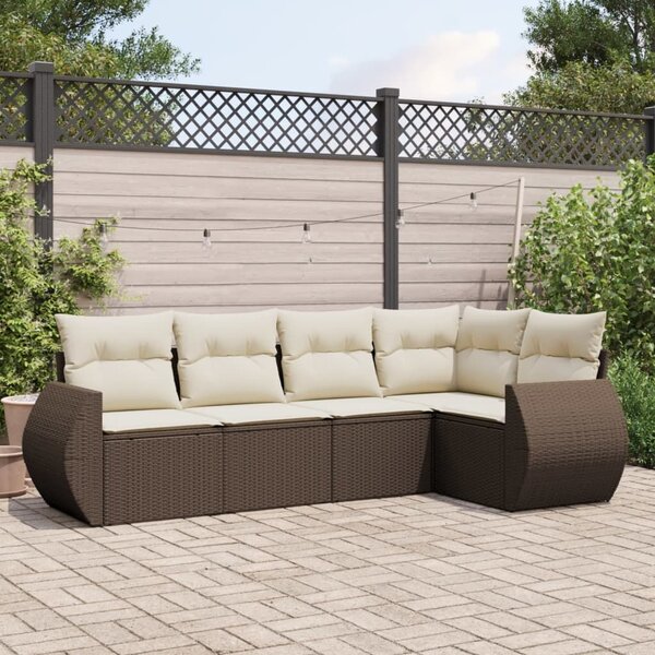 VidaXL 5 részes barna polyrattan kerti ülőgarnitúra párnával