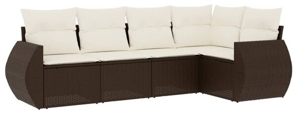 VidaXL 5 részes barna polyrattan kerti ülőgarnitúra párnával