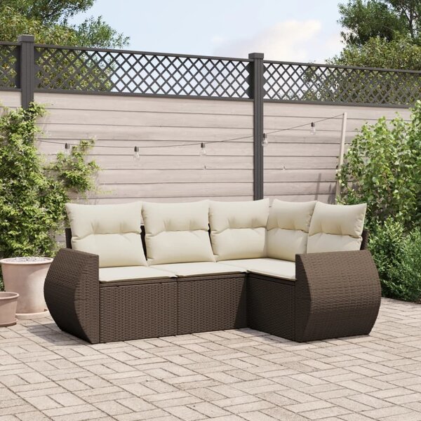 VidaXL 4 részes barna polyrattan kerti ülőgarnitúra párnákkal