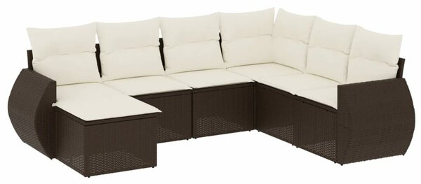VidaXL 7 részes barna polyrattan kerti ülőgarnitúra párnákkal