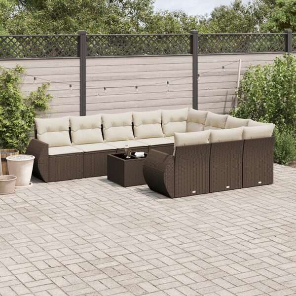 VidaXL 11 részes barna polyrattan kerti ülőgarnitúra párnákkal