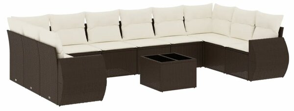 VidaXL 11 részes barna polyrattan kerti ülőgarnitúra párnákkal
