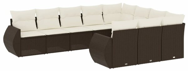 VidaXL 10 részes barna polyrattan kerti ülőgarnitúra párnákkal
