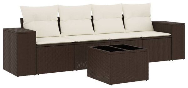 VidaXL 5 részes barna polyrattan kerti ülőgarnitúra párnával