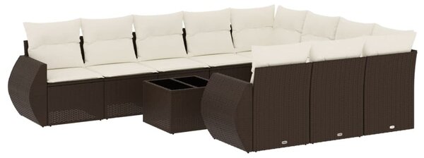 VidaXL 11 részes barna polyrattan kerti ülőgarnitúra párnákkal