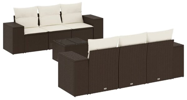 VidaXL 7 részes barna polyrattan kerti ülőgarnitúra párnákkal