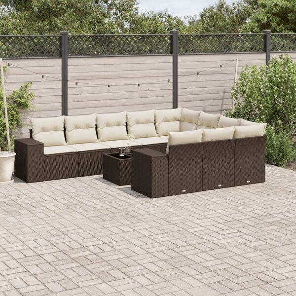 VidaXL 11 részes barna polyrattan kerti ülőgarnitúra párnákkal