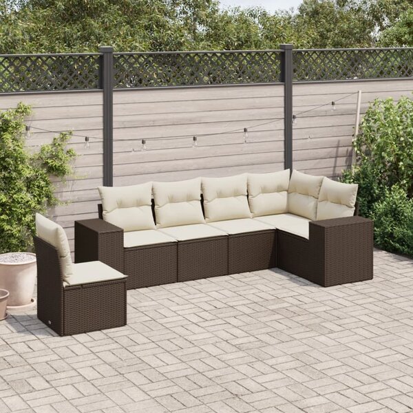 VidaXL 6 részes barna polyrattan kerti ülőgarnitúra párnával