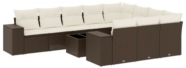 VidaXL 11 részes barna polyrattan kerti ülőgarnitúra párnákkal