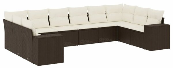 VidaXL 10 részes barna polyrattan kerti ülőgarnitúra párnákkal