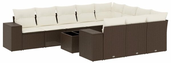 VidaXL 11 részes barna polyrattan kerti ülőgarnitúra párnákkal