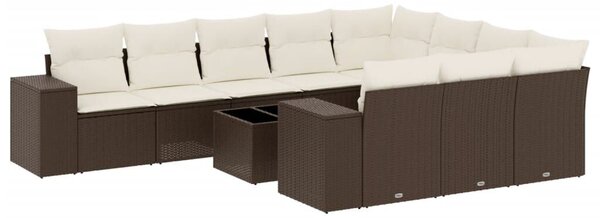 VidaXL 11 részes barna polyrattan kerti ülőgarnitúra párnákkal