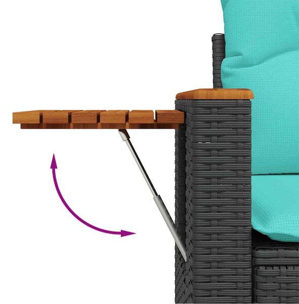VidaXL 7 részes fekete polyrattan kerti ülőgarnitúra párnákkal