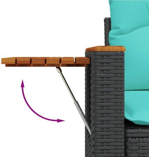 VidaXL 9 részes fekete polyrattan kerti ülőgarnitúra párnával