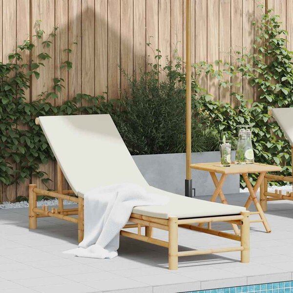 VidaXL bambusz napozóágy párnákkal 55x199x30 cm