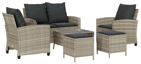 VidaXL 6 részes világosszürke polyrattan kerti ülőgarnitúra párnákkal
