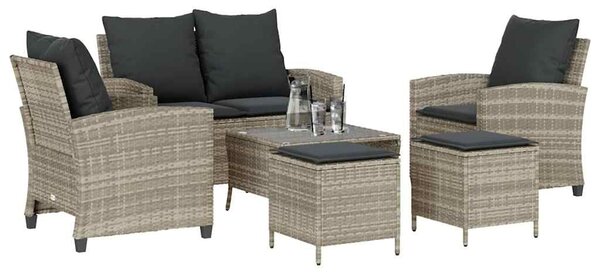 VidaXL 6 részes világosszürke polyrattan kerti ülőgarnitúra párnákkal