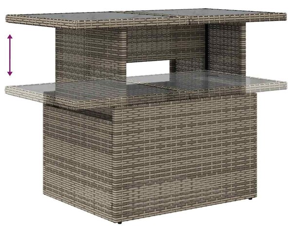 VidaXL 5 részes szürke polyrattan akácfa kerti ülőgarnitúra párnákkal