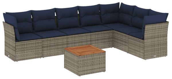 VidaXL 8 részes szürke polyrattan kerti ülőgarnitúra párnával