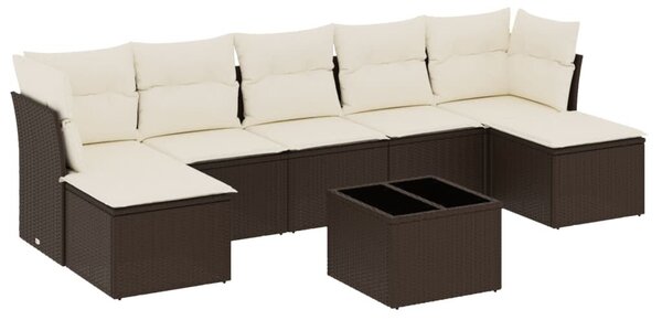 VidaXL 8 részes barna polyrattan kerti ülőgarnitúra párnákkal