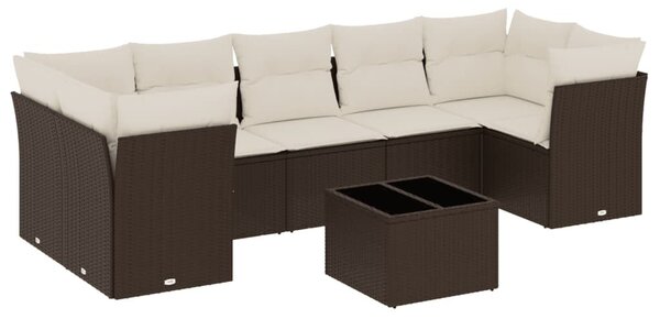 VidaXL 8 részes barna polyrattan kerti ülőgarnitúra párnákkal