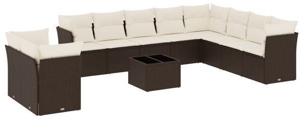 VidaXL 11 részes barna polyrattan kerti ülőgarnitúra párnákkal