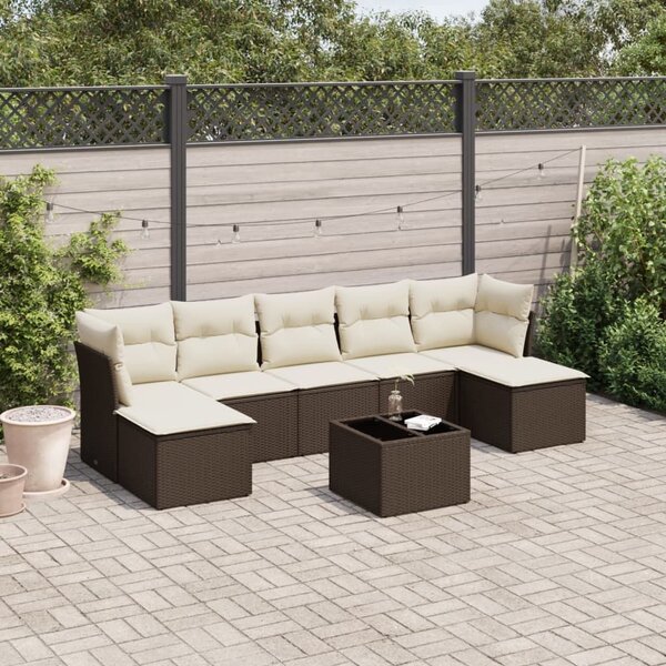 VidaXL 8 részes barna polyrattan kerti ülőgarnitúra párnákkal