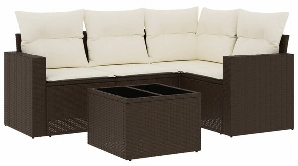 VidaXL 5 részes barna polyrattan kerti ülőgarnitúra párnával