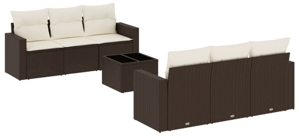 VidaXL 7 részes barna polyrattan kerti ülőgarnitúra párnákkal
