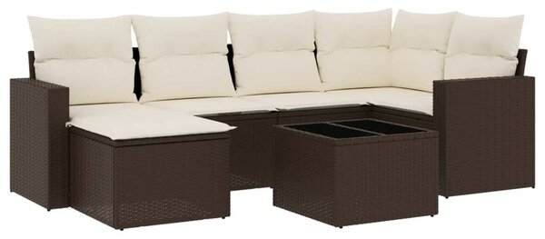 VidaXL 7 részes barna polyrattan kerti ülőgarnitúra párnákkal