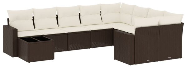 VidaXL 10 részes barna polyrattan kerti ülőgarnitúra párnákkal