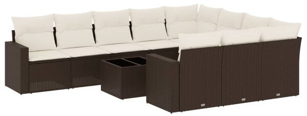 VidaXL 11 részes barna polyrattan kerti ülőgarnitúra párnákkal