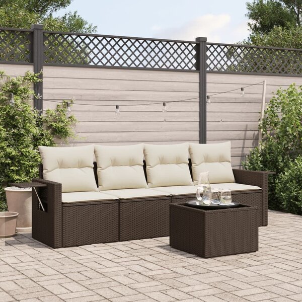 VidaXL 5 részes barna polyrattan kerti ülőgarnitúra párnával