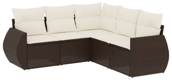 VidaXL 5 részes barna polyrattan kerti ülőgarnitúra párnával