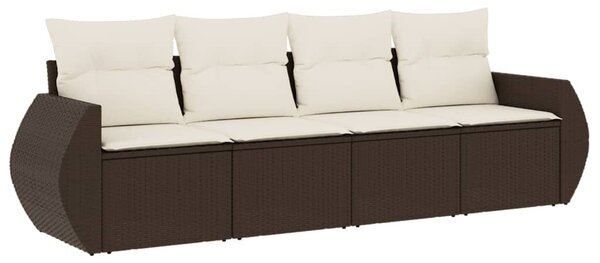 VidaXL 4 részes barna polyrattan kerti ülőgarnitúra párnákkal