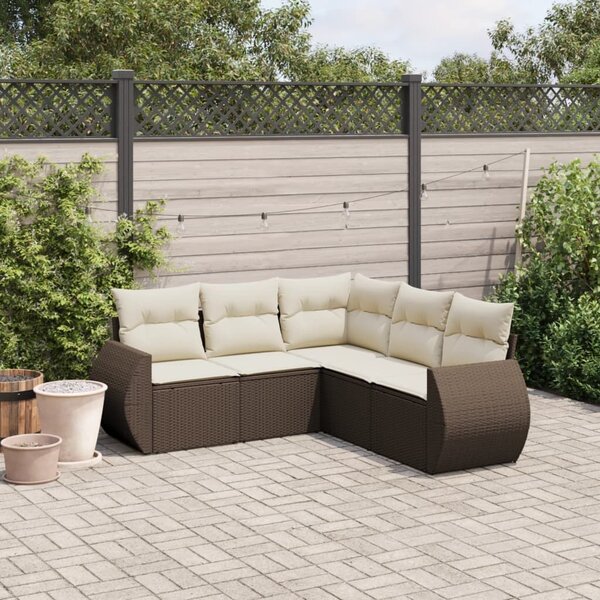 VidaXL 5 részes barna polyrattan kerti ülőgarnitúra párnával