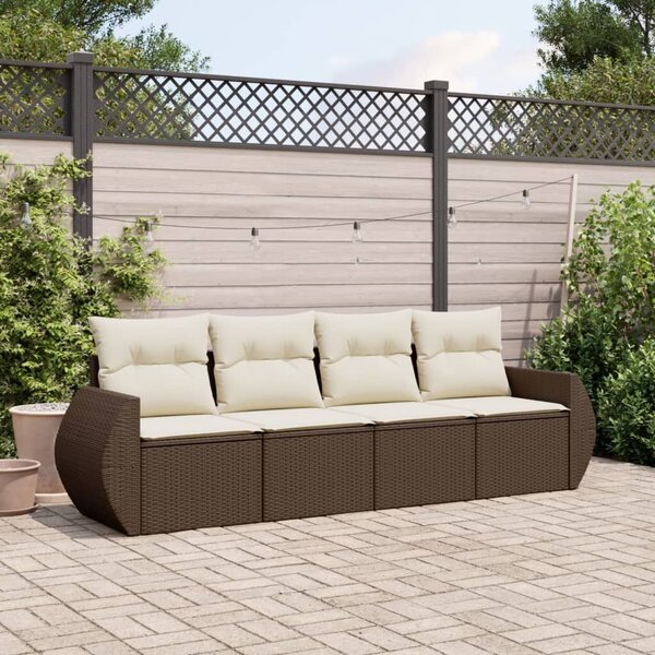 VidaXL 4 részes barna polyrattan kerti ülőgarnitúra párnákkal