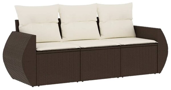 VidaXL 3 részes barna polyrattan kerti ülőgarnitúra párnával