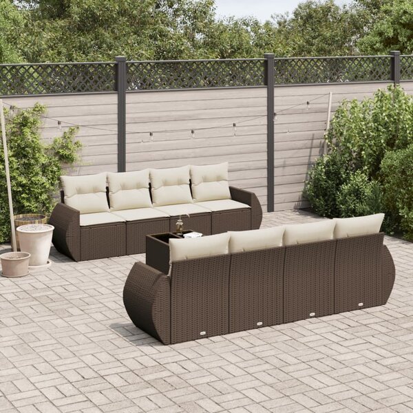 VidaXL 9 részes barna polyrattan kerti ülőgarnitúra párnákkal
