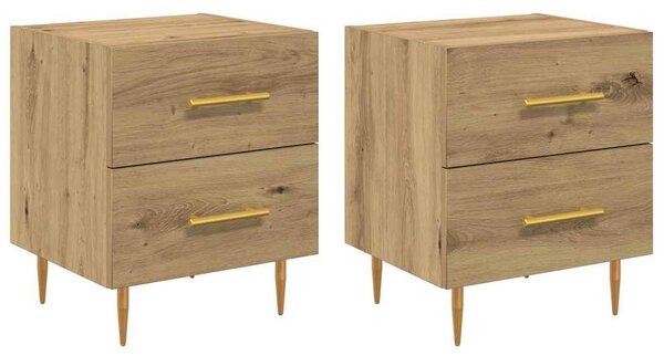 VidaXL Éjjeliszekrény 2 pcs Artisan tölgy 40 x 35 x 47,5 cm Faanyag
