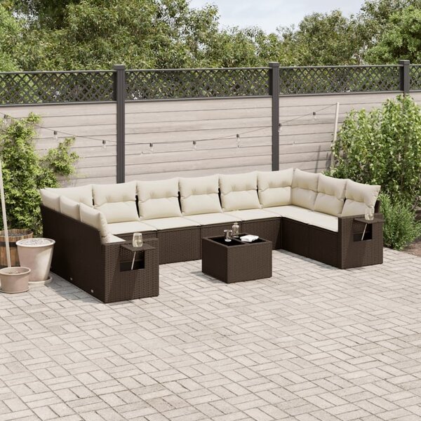 VidaXL 11 részes barna polyrattan kerti ülőgarnitúra párnákkal