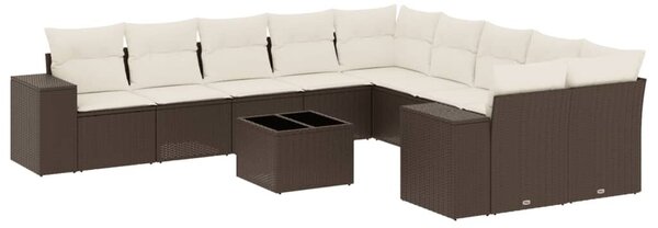 VidaXL 11 részes barna polyrattan kerti ülőgarnitúra párnákkal