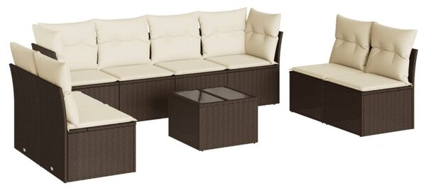 VidaXL 9 részes barna polyrattan kerti ülőgarnitúra párnákkal