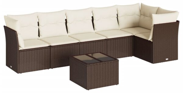 VidaXL 7 részes barna polyrattan kerti ülőgarnitúra párnákkal