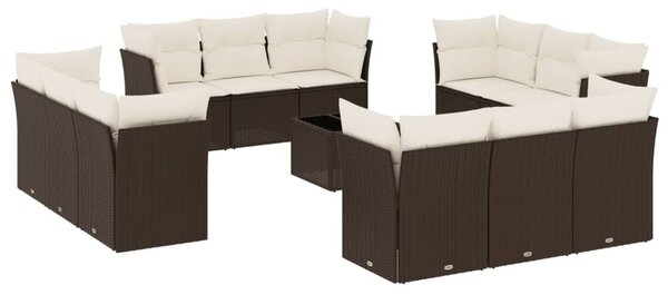 VidaXL 13 részes barna polyrattan kerti ülőgarnitúra párnákkal